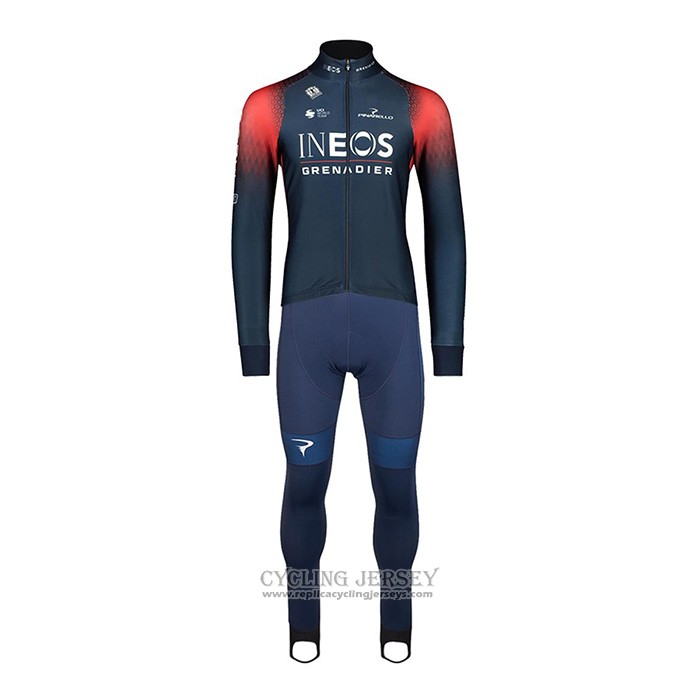 2022 Cycling Jersey Ineos Grenadiers Dark Blue Long Sleeve And Bib Tight